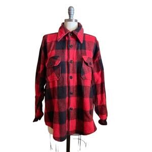 Vintage Kmart Wool Buffalo Plaid Shirt Jacket Red Black Size S